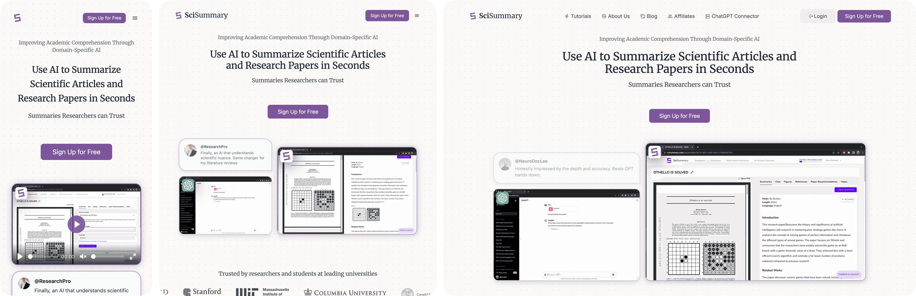 SciSummary landing page redesign
